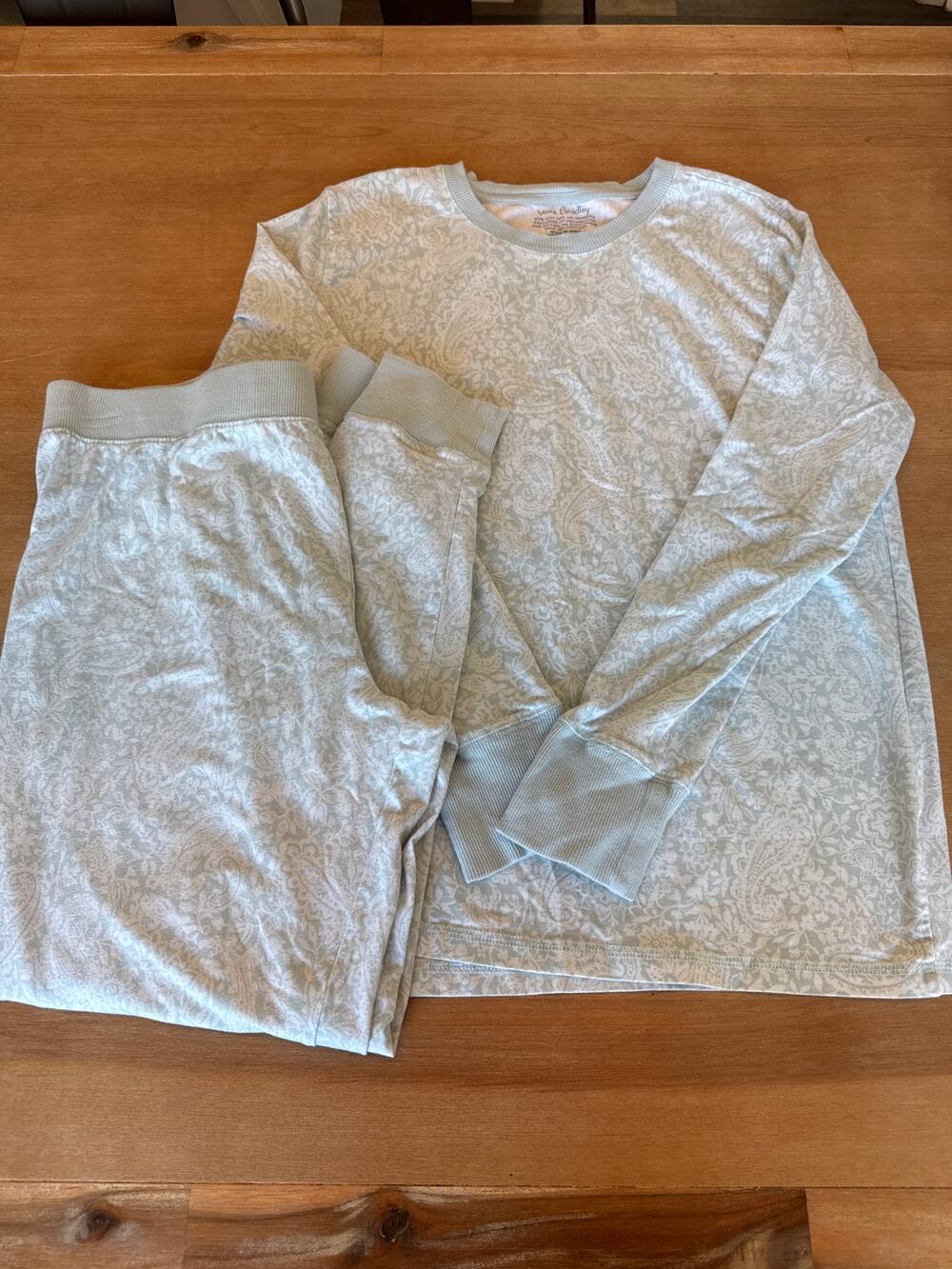 Vera Bradley Pajama Pants Set Mint Green Paisley Medium Cotton